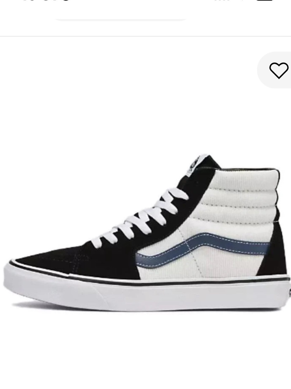 Vans Sk8-Hi Mini Cord High-Top Sneakers - Black, White & Navy